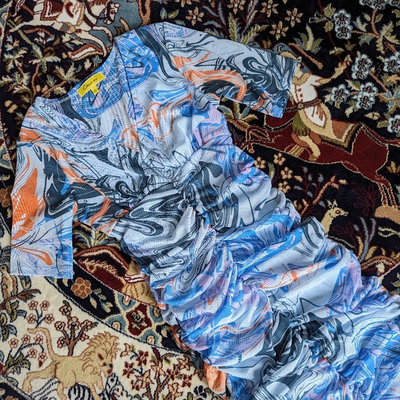 Short Sleeve Pull-On Mesh Dress - Picture 2 of 5